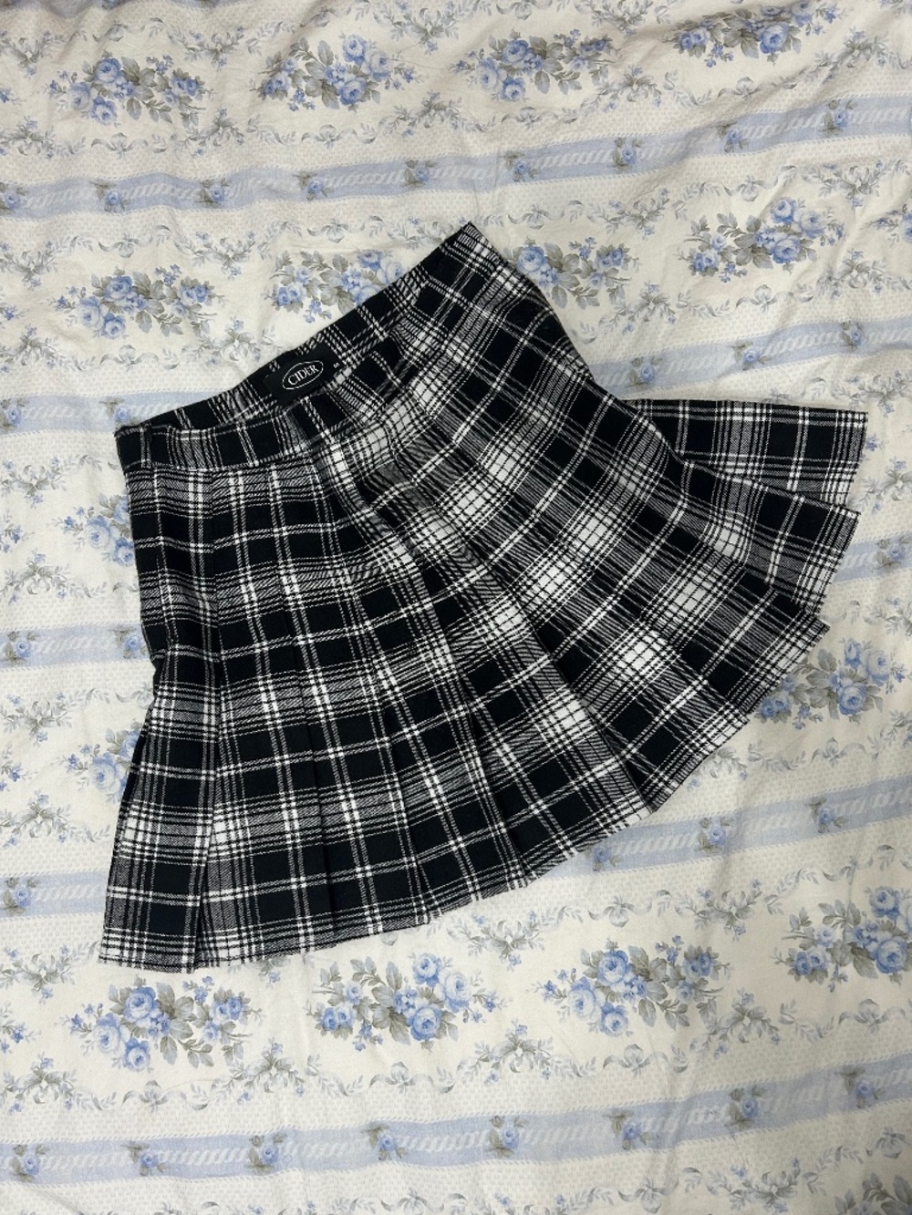 CIDER Black + White Plaid Skirt (NWOT)